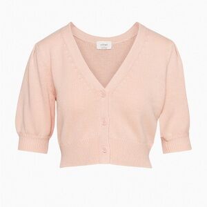Aritzia Wilfred Canterbury Pink Cropped Short Sleeve Cardigan